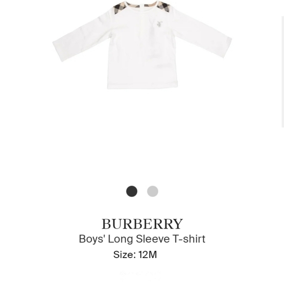 BURBERRY Infant Boys Check-shoulder 100% cotton Longsleeve 12m - Picture 3 of 4